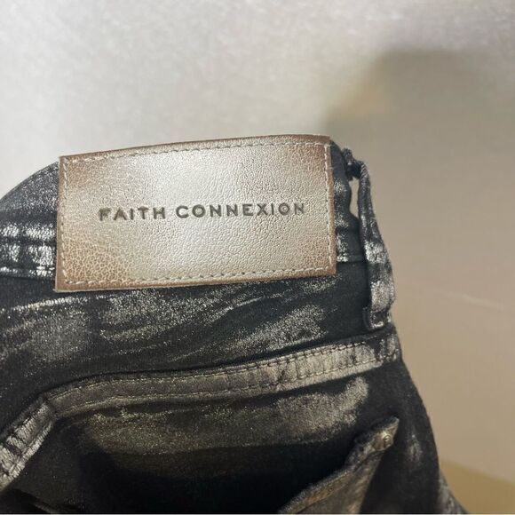𝅺FAITH Connexion Silver Black Coated Skinny Jeans 27 - Picture 8 of 8